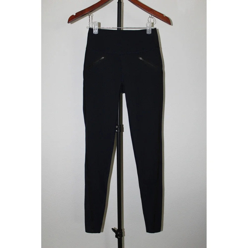 Spanx Navy Blue High Waisted Active Leggings Zipper Pockets XS TP RN112121